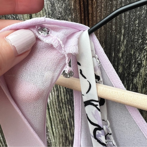 White House Black Market Lilac Breeze and Black Floral Tank Blouse - Picture 8 of 8